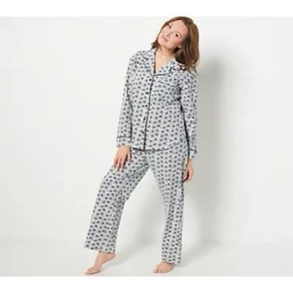Rebecca Minkoff $159 Notch Collar Pajama Set Brushed Cotton Sleepwear Women’s S